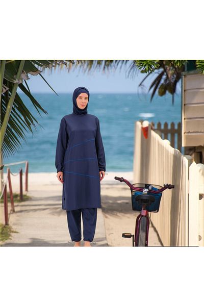Shopiolog Long Micro Sleeve Floral Patterned Full Hijab Swimsuit