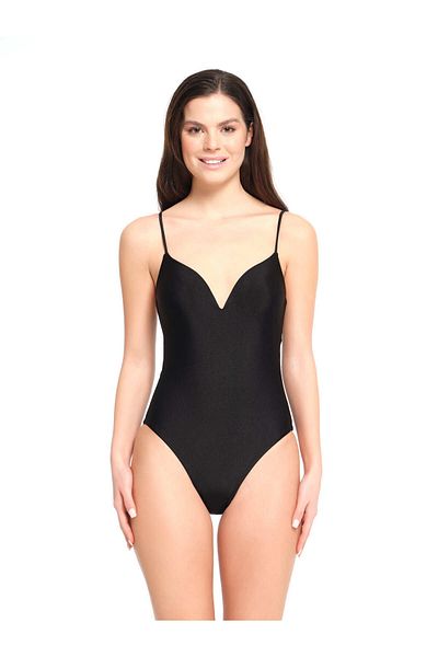 TOO SALTY SWIMWEAR Women's Black Coated Swimsuit 23s108st