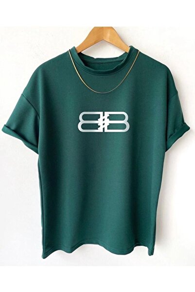 YUVEST Футболка унісекс з круглим вирізом оверсайз, 100% бавовна, принт BB