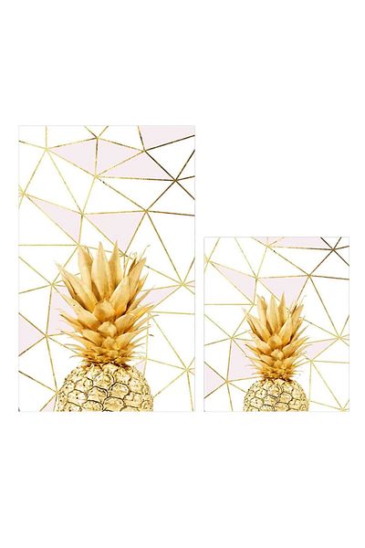 Bayev Gold Pineapple Djt2 Piece Bath Mat Set Toilet Set 0682 01
