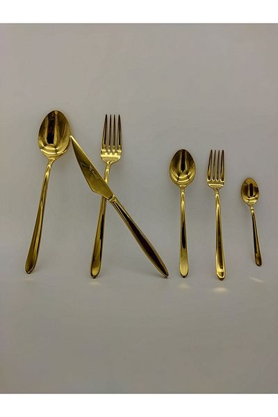BRONDOFF Sydney 36 Piece Titanium Gold Fork Spoon Knife Set