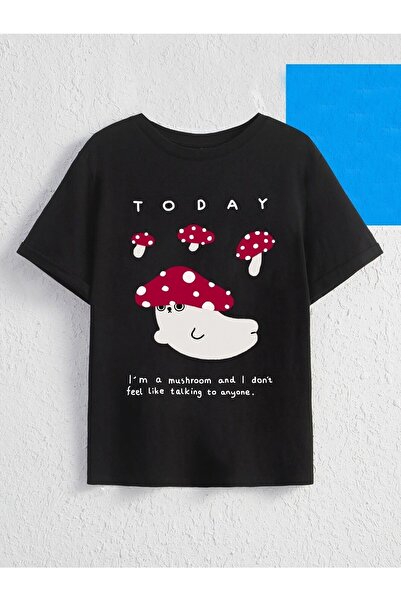 Jose Clothing تي شيرت أسود بتصميم قصير الأكمام مطبوع عليه قطع كبيرة الحجم للج...