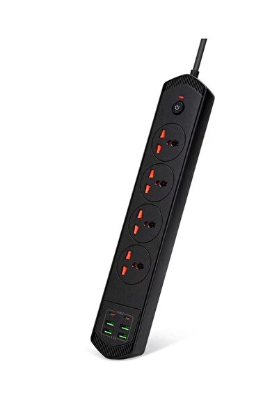 Teknomila 6 Usb'li 4'lü Çoklu Priz 2 M Kablolu Akım Korumalı Anahtarlı Uzatma Grup Priz 3000W