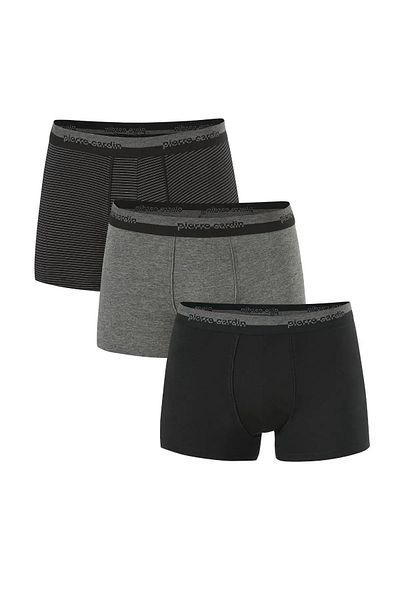 Pierre Cardin Ανδρικό Stretch Boxer Σετ 3 τεμαχίων, Μαύρο & Navy & Γκρι 370