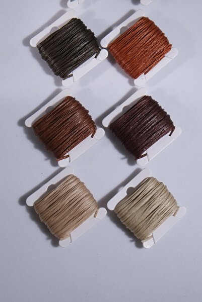 Eskişehir hobi sanat 10 Metre 10 Renk 1mm Mumlu Ip (TOPLAM 100 METRE) Kolye Ipi Takı Tasarım Ipi Bileklik Ipi