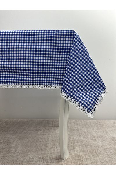 Soft Kare Față de masă din dantelă din bumbac în carouri mici, față de masă din zestre, draperie clasică