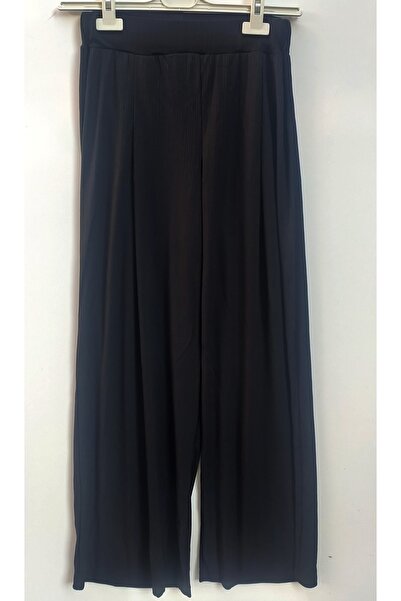 Hepsibitarz Kadın Siyah Merserize Salaş Bol Paça Ispanyol Rahat Iç Göstermeyen Pantolon