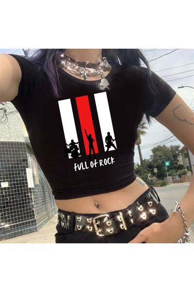 Touz Küt Küt Full Of Rock με τύπωμα Μαύρο Crop