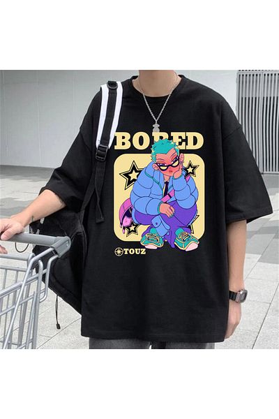 Touz Punk Girl Street Style Oversize Unisex Black T-Shirt