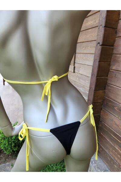 Secret Passion Lingerie НОВ СТИЛ ЖЪЛТ ВЪЖЕ ЧЕРЕН ПЛАТЕН КОМПЛЕКТ БИКИНИ 1079