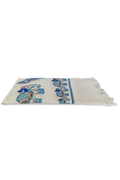 Peştanoz Bamboo Peshtemal, Elephant Printed Pattern, Beach Towel, Bath Towel
