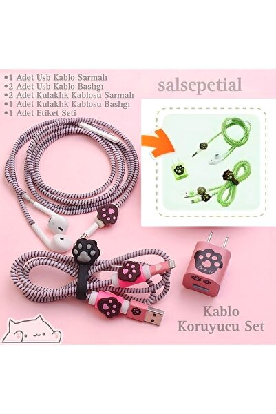 Salsepetial Kedi Figürlü Kablo Koruyucu Set