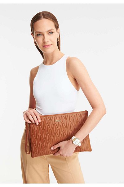 PARİGİ Hellbraune Damen-Clutch
