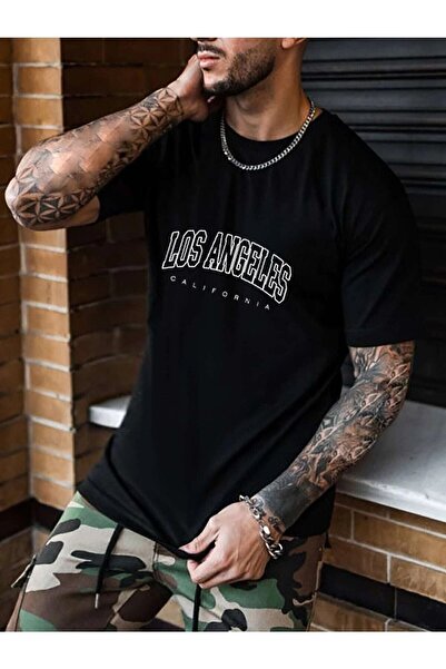 ZEMLİYA Μαύρο μπλουζάκι Los Angeles Crew Neck Unisex