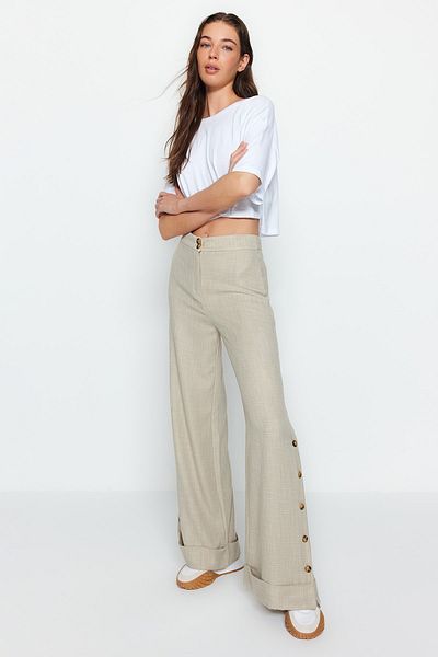 Trendyol Collection Stone Button Detailed Woven Trousers Twoss21Pl0429 Palazzo
