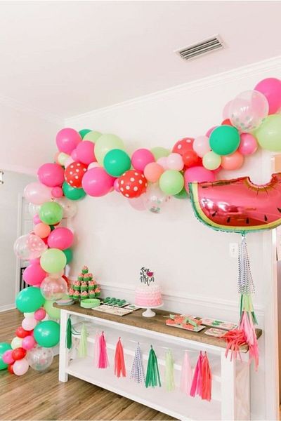 MERİ PARTİ WATERMELON THEME CONCEPT BIRTHDAY BALLOON CHAIN 80 PIECES LATEX BALLOON WATERMELON FOIL BALLOON SUMMER CONCEPT