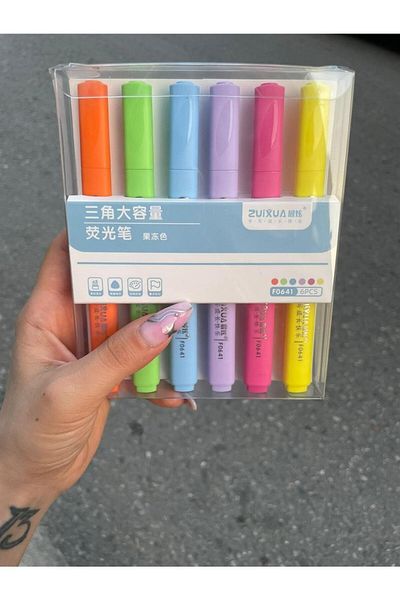 Adil Baba Most Dazzling 6-color Highlighter Classic Triangle Design Marker Pen Set