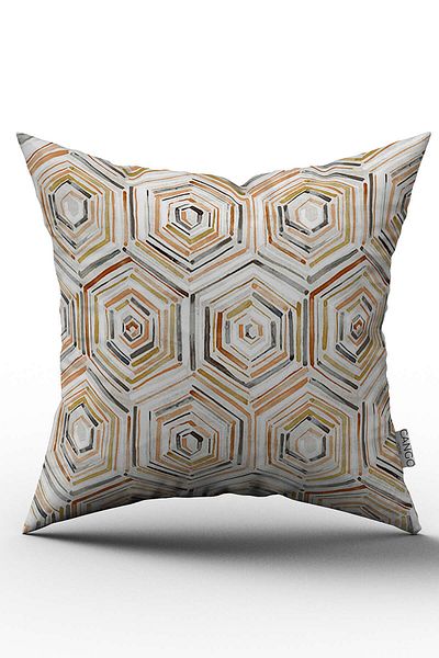 Cango Home Husă de pernă cu imprimare digitală cu model geometric modern alb portocaliu - Otyk072