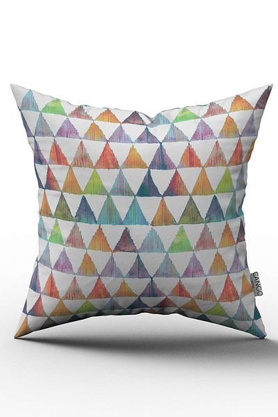 Cango Home Față de pernă decorativă abstractă de culori mixte alb - Cgh160