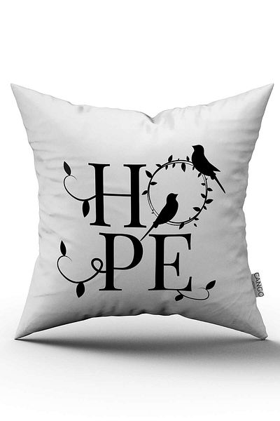 Cango Home Hope Written White Black Digital Printed Throw Perna - Cgh414