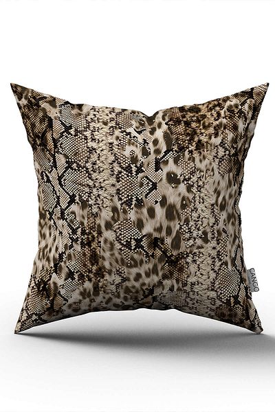 Cango Home Καφέ Μαύρο Leopard Snakeskin Pattern Ψηφιακή εμπριμέ μαξιλαροθήκη μαξιλαριού - Cgh3