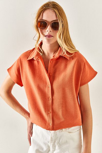 Olalook Women's Onion Shell Bat Oversize Linen Shirt GML-19001109