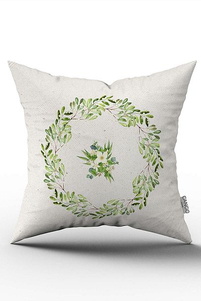 Cango Home Cremă cu model de flori verzi Carcasă Kirlenc de scriere digitală Cgh1063