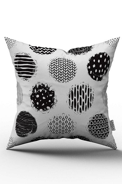 Cango Home Față de pernă cu model geometric cu buline alb negru - Cgh108