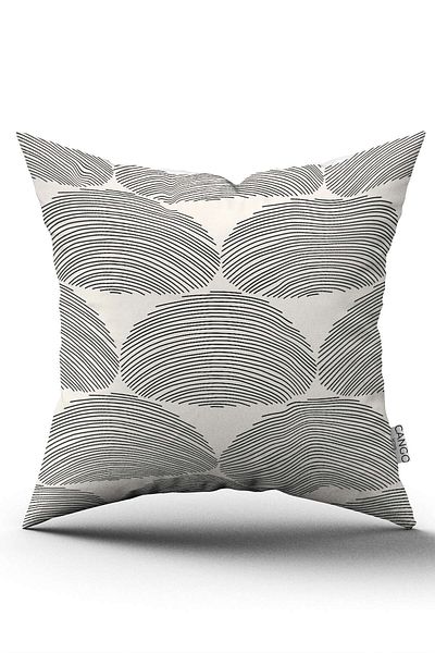 Cango Home Husă de pernă neagră crem cu imprimeu geometric pe două fețe - Cgh1215