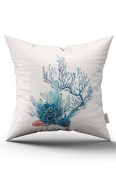 Cango Home Husă de pernă cu model marin albastru imprimată digital Cgh1149