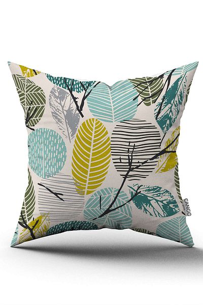 Cango Home Green Yellow Decorative Leaf Pattern Digital Printed Throw Pillow Cover Cgh1200