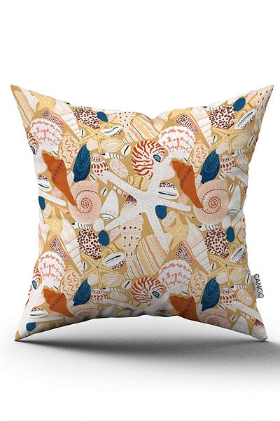 Cango Home Orange Blue Marine Patterned Digital Printed Throw Pillow Cover Cgh1165