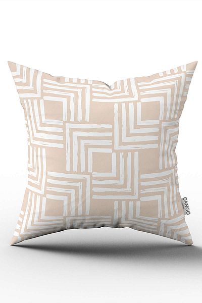 Cango Home Husă de pernă cu model geometric boem alb crem cu imprimare digitală Cgh1206