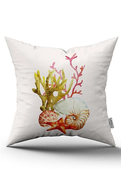 Cango Home Orange Yellow Marine Pattern Digital Printed Throw Pillow Cover Cgh1169