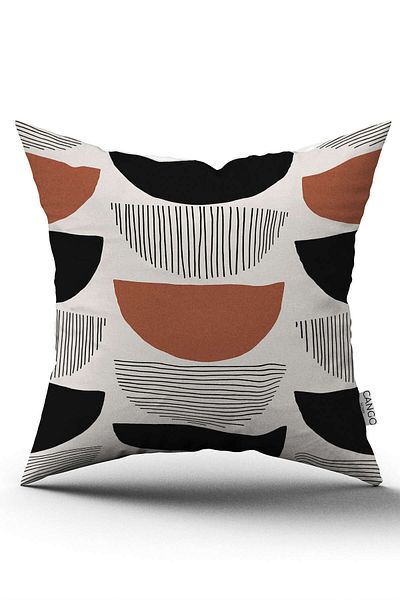 Cango Home Καφέ Μαύρο Bohemian Scandinavian Digital Printed Throw Μαξιλαροθήκη Cgh1230