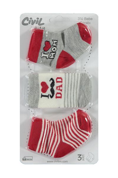 Civil Baby Baby 3-Piece Socks Set Newborn Red