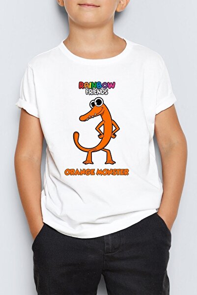 Morinna تي شيرت للأطفال للجنسين بطبعة وحش برتقالي من Rainbow Friends MR-10