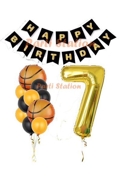 Parti Station Basketball Concept 7 Year Old Balloon Set Basketball Theme Birthday Balloon Set