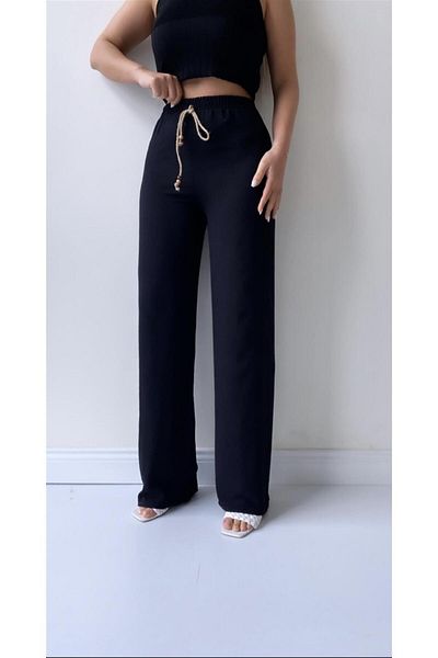 SEDA FİDAN Ayrobin Linen Comfortable Trousers Black