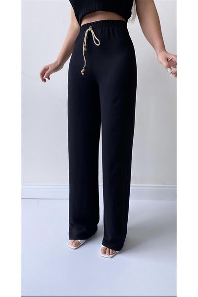 SEDA FİDAN Ayrobin Linen Comfortable Trousers Black