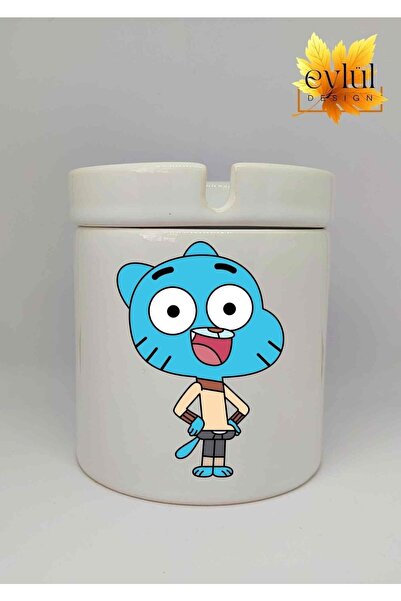 Eylül Design Gumball Baskılı Özel Tasarım Baskılı Seramik Küllük Kokusuz Kült...