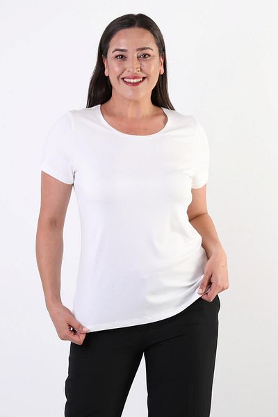 SERTUĞ Trend42plus Μπλούζα Basic Ecru με λαιμόκοψη μεγάλου μεγέθους