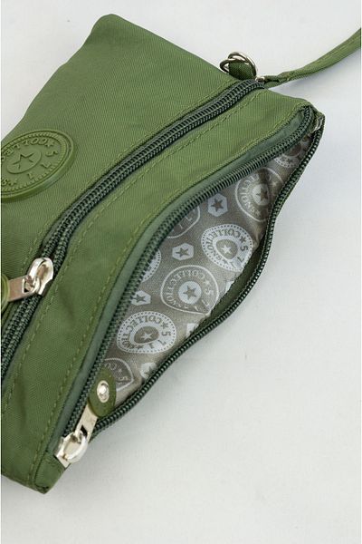 İMAKS Crinkle/Clinkir Water Repellent Ύφασμα με 2 φερμουάρ Λουράκι καρπού Κινητό Τηλέφωνο Τσάντα Πορτοφόλι Κ. Πράσινο 1115