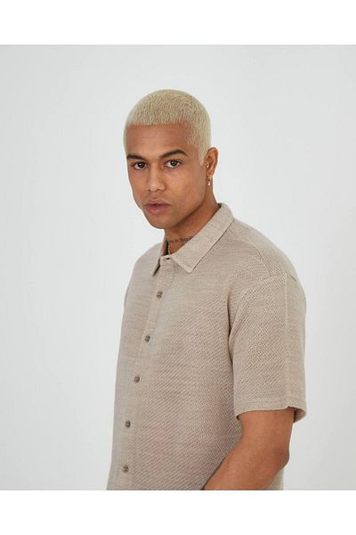 The Champ Clothing Ανδρικό κοντομάνικο πλεκτό πουκάμισο με υφή