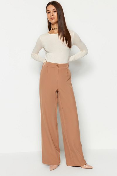 Trendyol Collection Mink Wide Leg/Wide Leg Woven Trousers TWOAW22PL0139