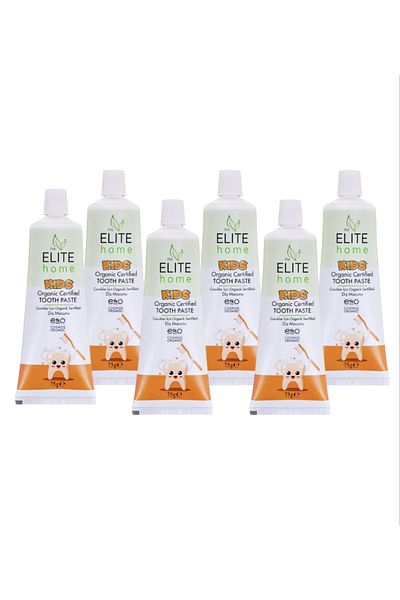 The Elite Home 6 X 75 ml Children's Organic Certified Toothpaste Set