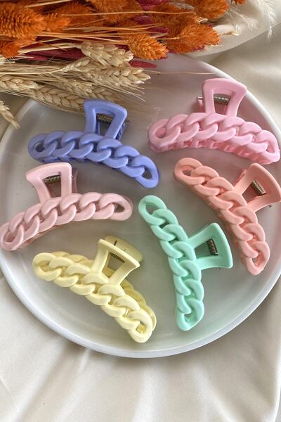 Tahtakaledeyim نموذج سلسلة دبوس شعر نسائي مكون من 6 قطع، 6 قطع بألوان الباستيل، بعرض 10 سم