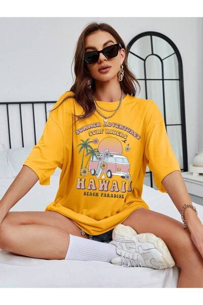 GALASHOP تي شيرت نسائي صيفي هاواي