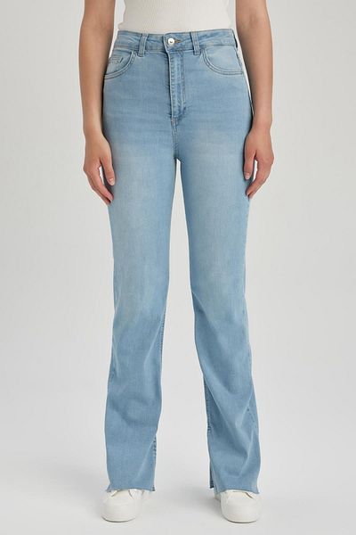 DeFacto Mia Flare Fit High Waist Slit Flared Leg Long Jean Trousers A5153ax23hs