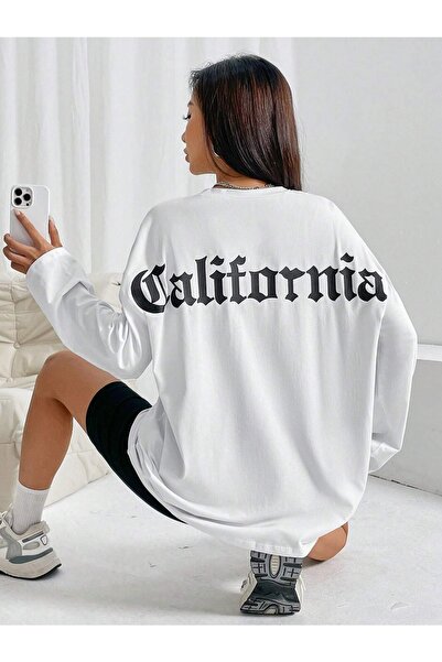 Revasser Bela ženska majica California Special Back Štampano Oversize kroj ok...